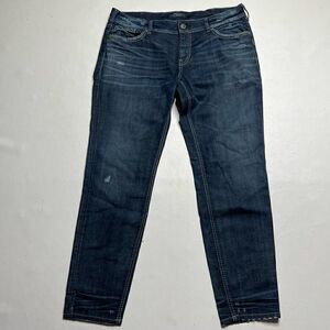 Silver | Slight Factory Distressed Suki Mid Rise Super Skinny Jeans. 38/31